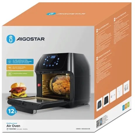 Aigostar - Forno ad aria calda 1400W/230V 12l nero