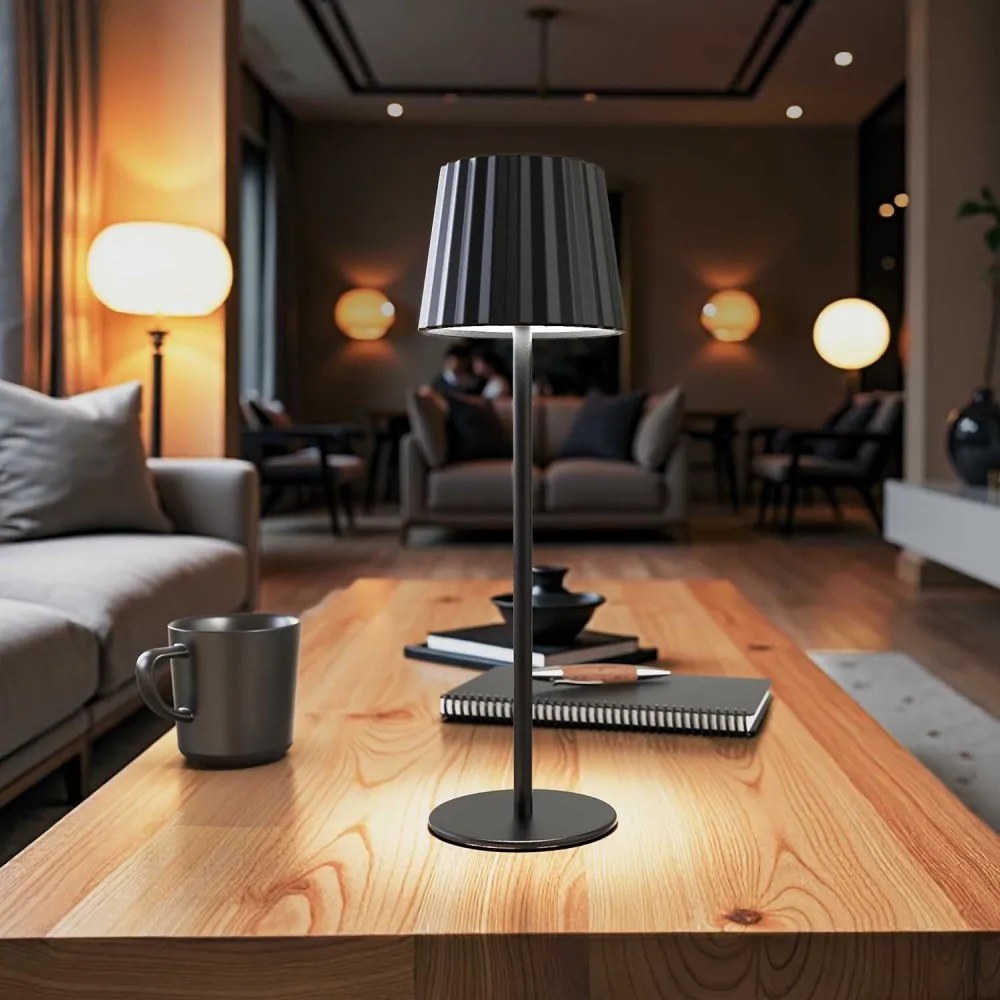 Lampada da Tavolo Ricaricabile 2.2W, IP54 CCT Dimmerabile - Nero Rigato Colore del corpo Nero