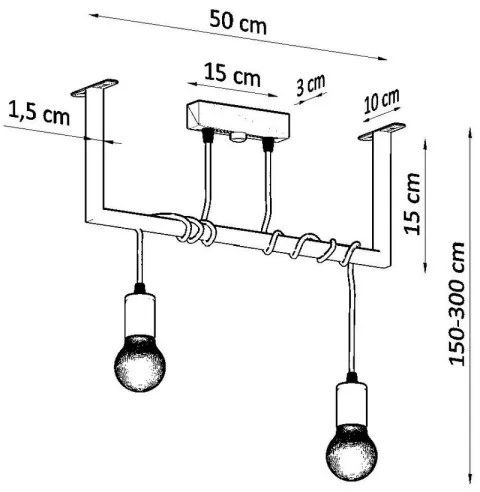 Lampadario su filo SALAMANCA 2xE27/60W/230V