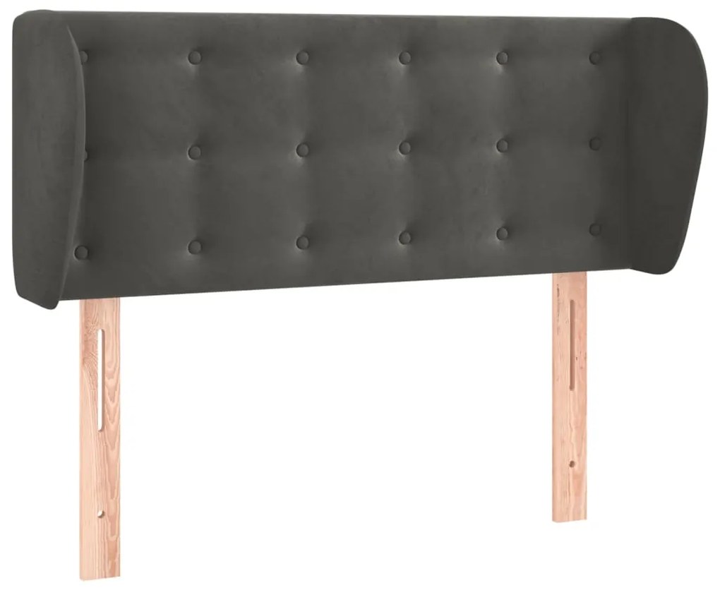Testiera ad orecchio grigio scuro 103x23x78/88 cm in velluto