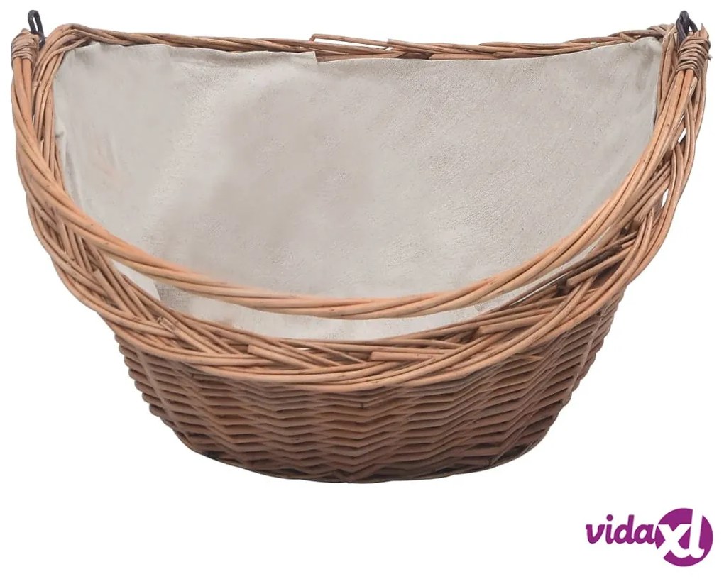 vidaXL Cesta Legna da Ardere con Manico 60x44x55 cm Naturale in Salice