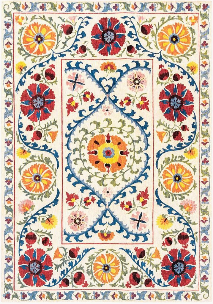 Tappeto jacquard lavabile da interno-esterno Suzani