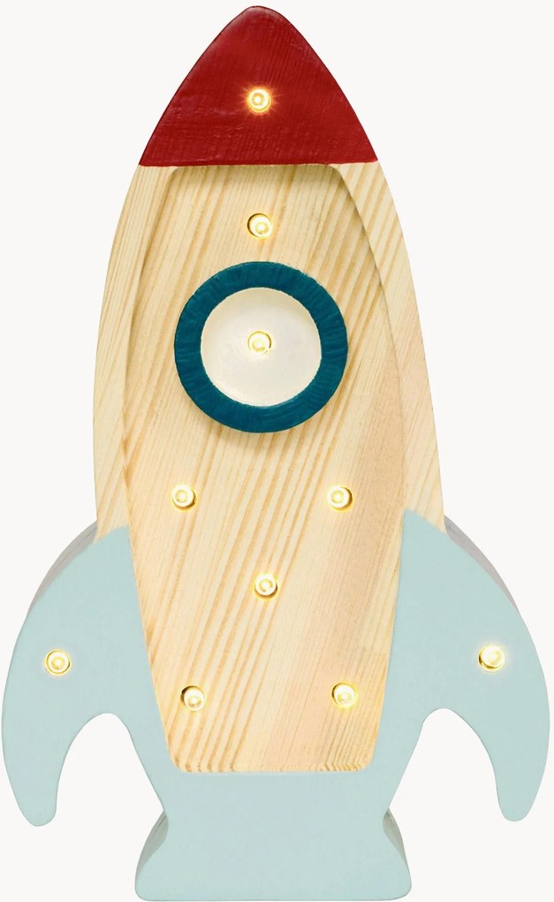 Lampada a LED per cameretta dei bambini fatta a mano con funzione timer e telecomando Space Rocket Mini, luce regolabile