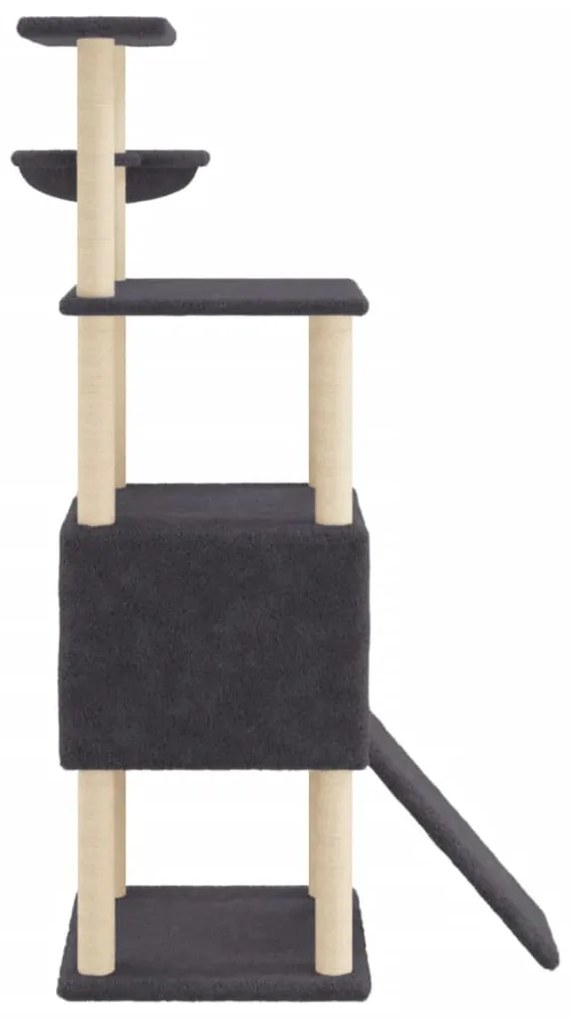 Albero per gatti con tiragraffi in sisal grigio scuro 153 cm