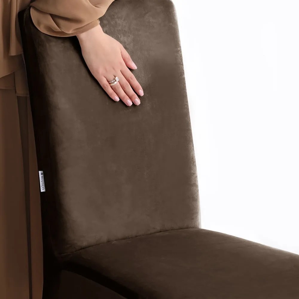 Coprisedia marrone con rivestimento elastico per sedie 48 cm Sento – Restilo