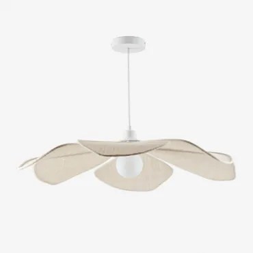 Lampadario In Lino Benavid Beige Crema - Sklum