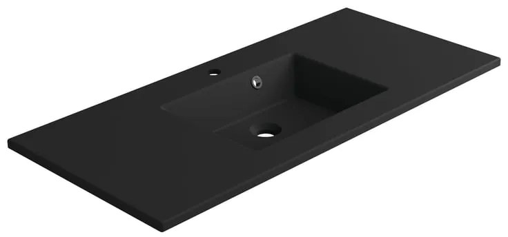 Lavabo a incasso rettangolare vasca centrale Neo L 106 x H 11.2 x P 48.5 cm in composito minerale di resina gelificata nero opaco