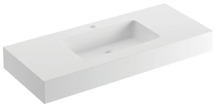 Lavabo a incasso rettangolare L 120 x H 14 x P 46 cm in solid surface bianco