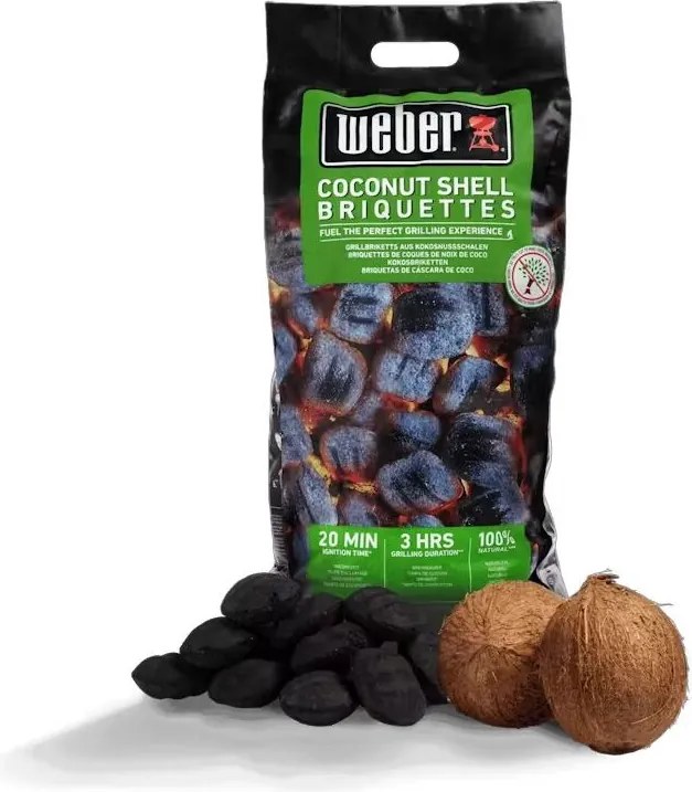 Bricchette Carbone Guscio di Cocco 4 kg – bbq Ecologico e Lunga Durata - Weber