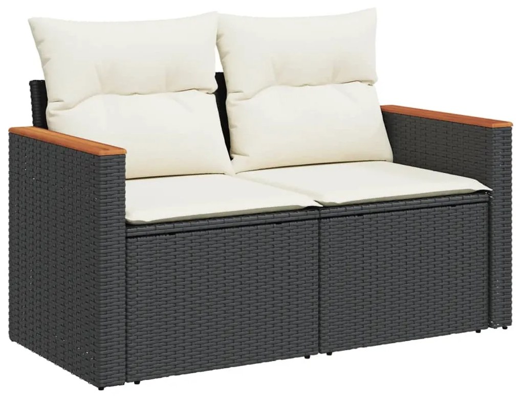 Set divani da giardino 10pz con cuscini in polyrattan nero