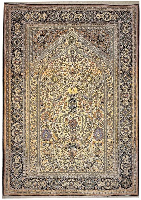 Ghom Tappeto persiano 150x210 Beige (Iran) Annodato A Mano