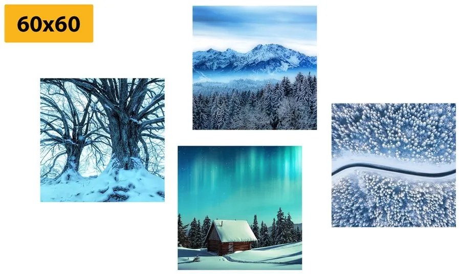 Set di quadri – Paesaggio innevato