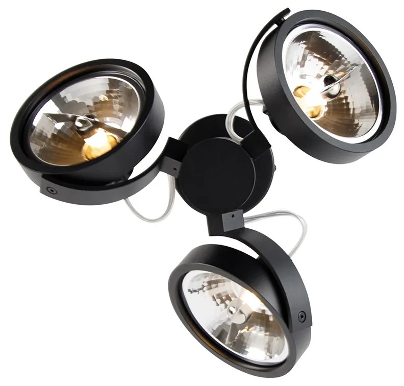 Faretto moderno nero regolabile a 3 luci - Goes