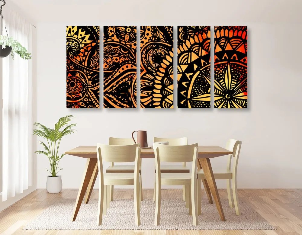Quadri 5 pezzi – Mandala ad acquerello