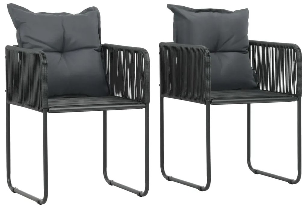 Set da pranzo da giardino 3 pz in rattan pvc nero e marrone