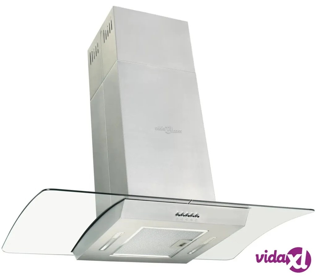 vidaXL Cappa a Isola 90 cm Acciaio Inossidabile 756 m³/h LED