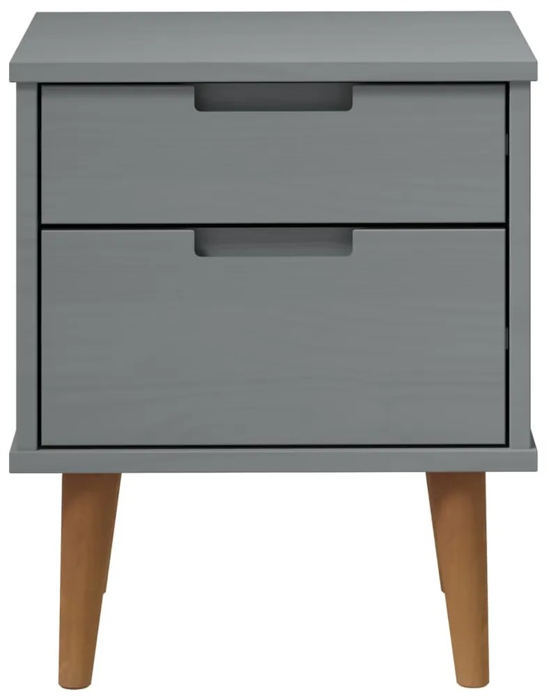 Comodino MOLDE Grigio 40x35x48 cm in Legno Massello di Pino