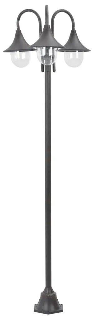 Lampione Da Giardino E27 220 Cm Alluminio 3 Lampade Bronzo /