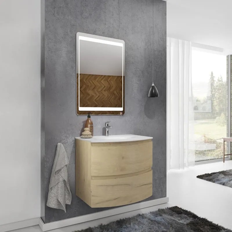 Mobile sottolavabo e lavabo Armonia rovere oro in mdf L 70 x H 56 x P 49 cm 1 vasca 2 cassetti