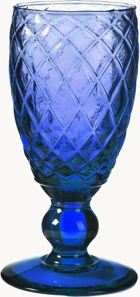 Set di 6 bicchieri da vino bianco in vetro soffiato artigianali Diamond