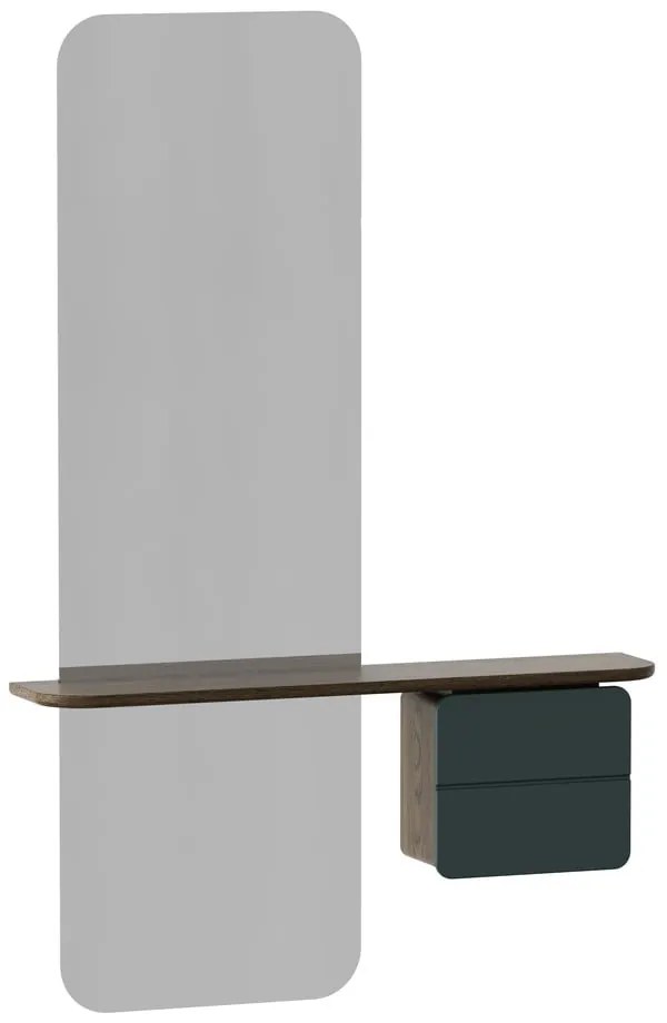 Set da corridoio verde scuro-marrone con decoro in rovere One More Look - UMAGE