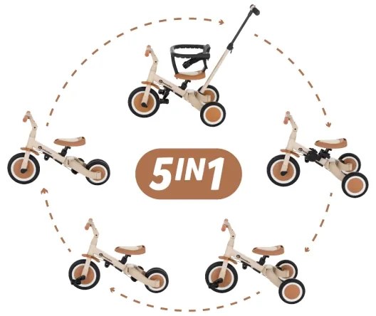 PETITE&amp;MARS - Triciclo per bambini 5in1 TURBO Desert Sand