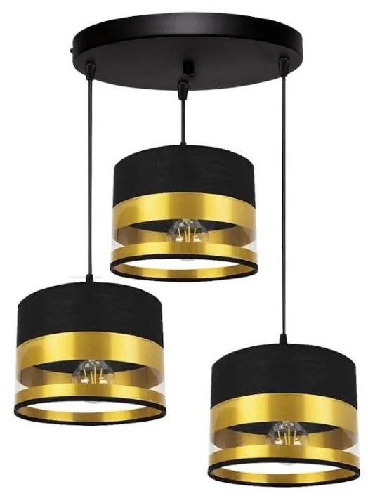 Lampadario su filo MILO 3xE27/60W/230V dorato/nero