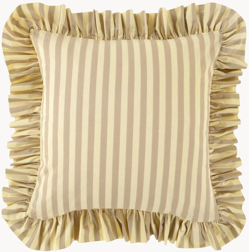 Copricuscino in cotone a righe con volant Freddie