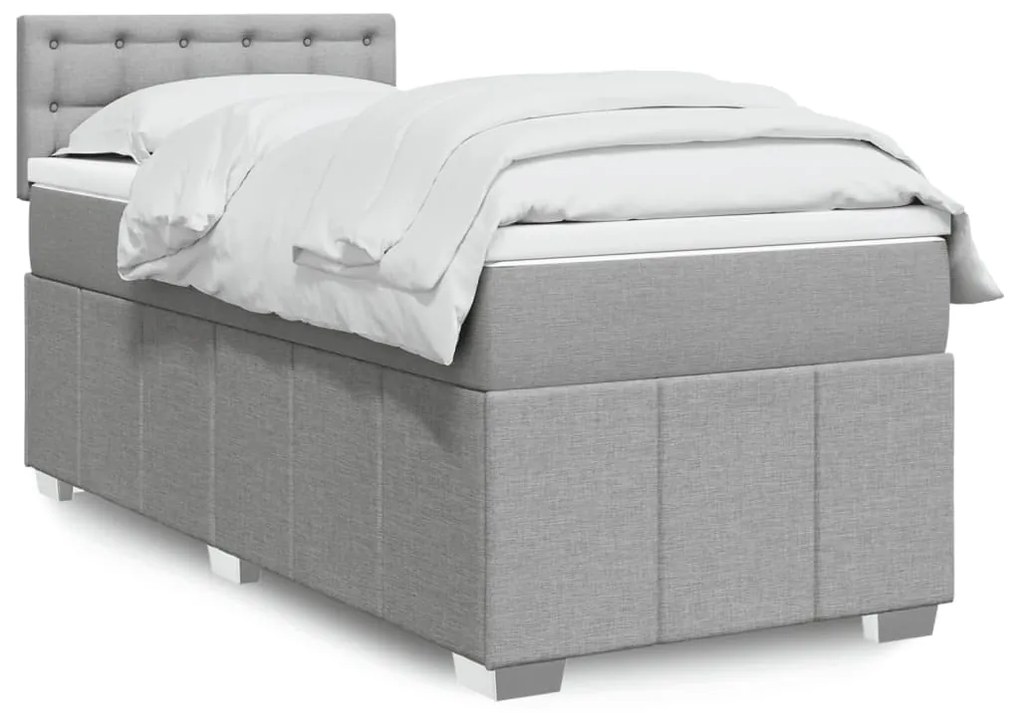Giroletto A Molle Con Materasso Grigio Chiaro 80x200 Cm Tessuto /
