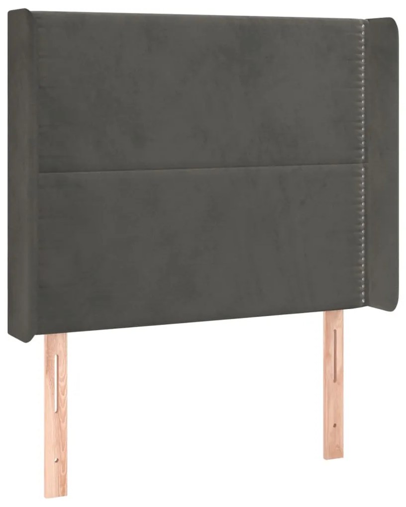 Testiera ad orecchio grigio scuro 93x16x118/128 cm in velluto