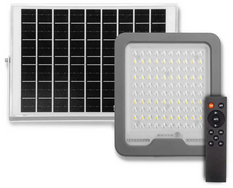 Faro LED Solare 100W IP66, Telecomando Incluso 1.500 lumen - SERIE PRO Colore Bianco Naturale 4.000K