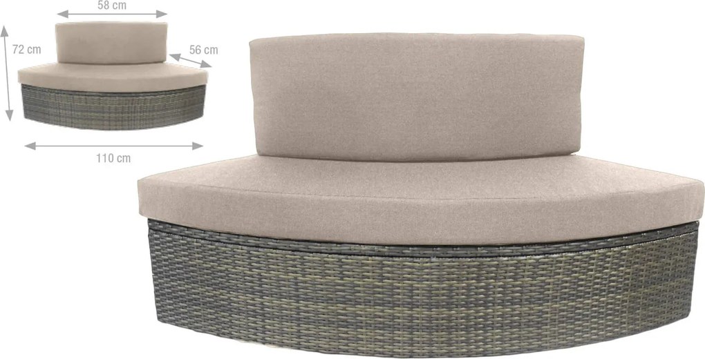 Vasca Idromassaggio da Esterno Semirigida Riscaldata 4 Posti con Mobili Ø156x70 cm NetSpa Vita Nera...
