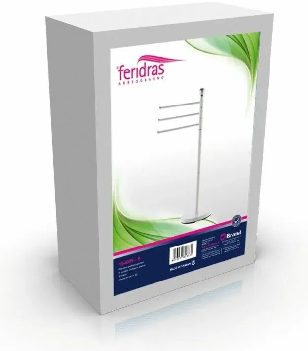 Piantana Portasciugamani Bagno 3 Bracci Acciaio Bianco H92,5 Cm