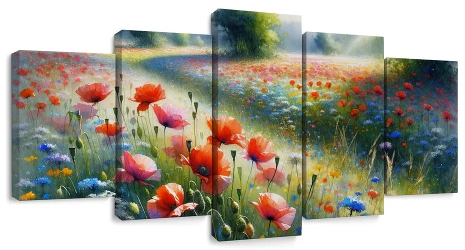 Quadro su tela – Papaveri rossi in un mare di fiori di campo