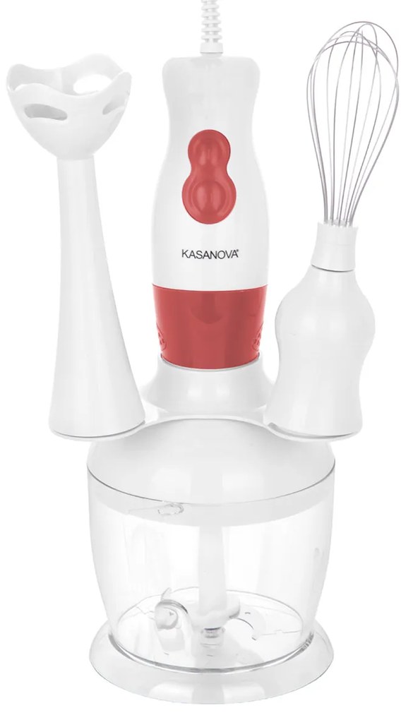 Set frullatore a immersione 3 in 1 rosso con stand