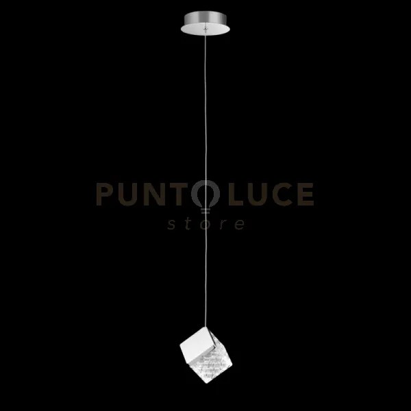 Lampada a sospensione magia single, cromo, metallo+acrilico, led 4,...