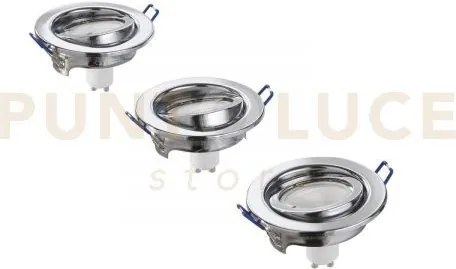 Kit  3 pezzi  incassi led matrix orientabili cromo 3 luci attacco g...