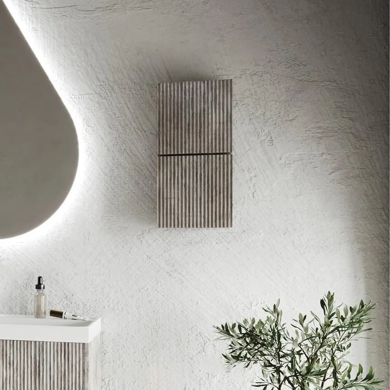 Pensile bagno Portofino grigio antico in vetro, 1 anta apertura da sinistra P 15 x L 30 x H 30 cm