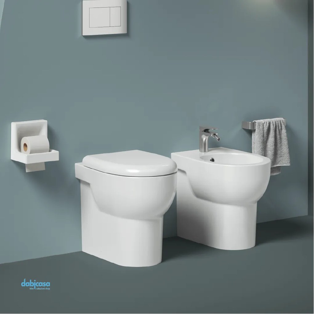 The ArtCeram "Smarty 2.0" Coppia Di Sanitari Da Terra Filo Muro Senza Brida Bianco Lucido