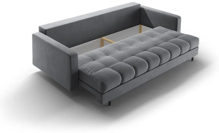 Divano grigio chiaro allungabile/con contenitore con rivestimento in velluto 222 cm Bali – Cosmopolitan Design