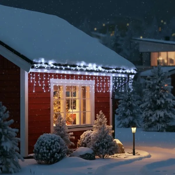 Brilagi - Catena LED per esterni, 200 LED, 8 funzioni, 13 m, IP44, bianco freddo