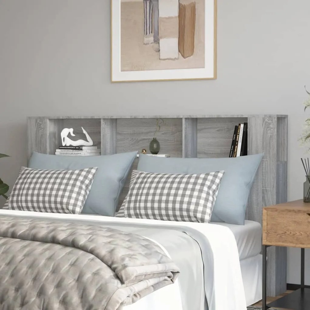 Testiera Letto Con Scomparti Grigio Sonoma 180x18,5x104,5 Cm /