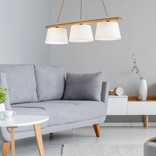 Lampada a sospensione su cavo AIDA, 3x E27/60W/230V, Ø 25 cm, rovere