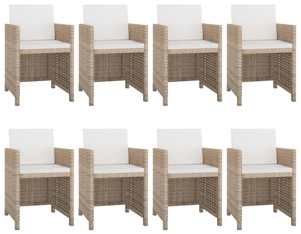 Set da pranzo da giardino 9 pz con cuscini in polyrattan beige