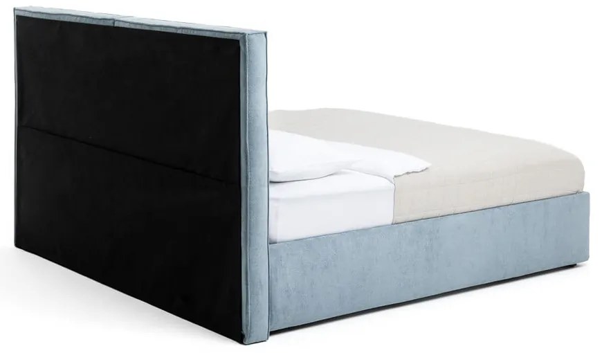 Letto matrimoniale imbottito blu con contenitore e rete inclusi 160x200 cm Thessa Bold Line – Bonami Selection