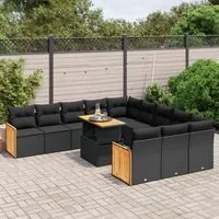 Set Divani da Giardino 11 pz con Cuscini in Polyrattan Nero 3274142