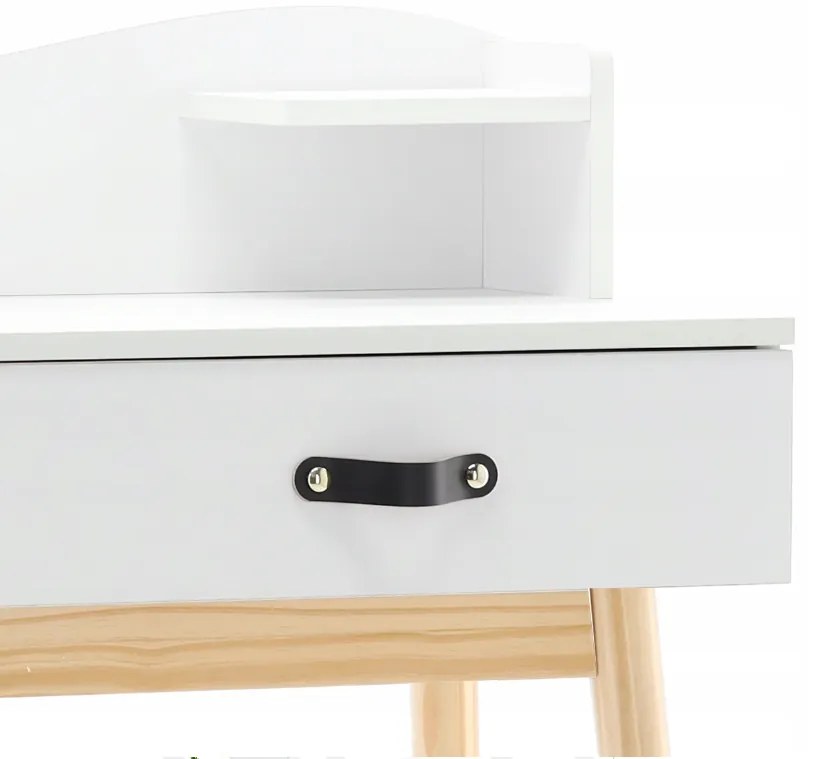 Tavolino da toilette scandinavo bianco con specchio