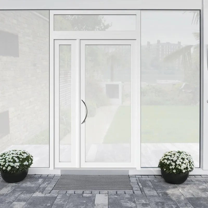 Portoncino d'ingresso Condo17 con vetro L 90 x H 210 cm in alluminio bianco, apertura spingere a destra