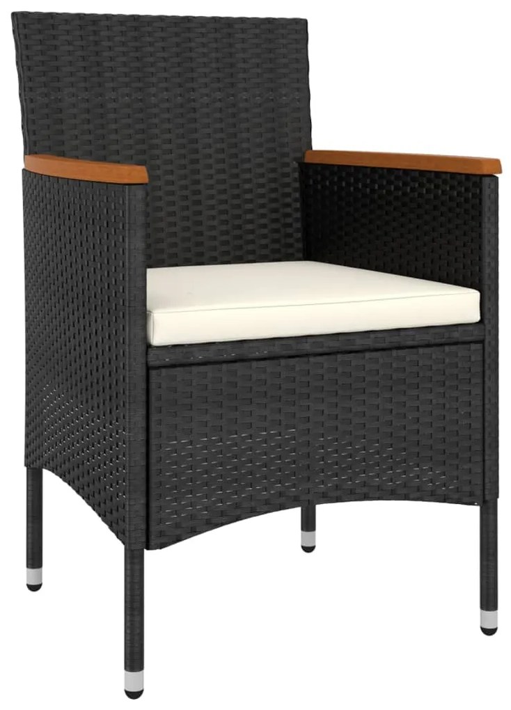 Set divani da giardino 5 pz in polyrattan nero