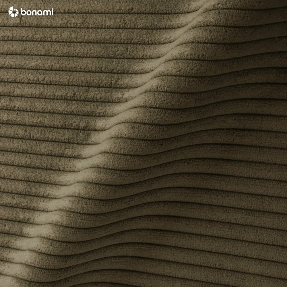 Divano angolare verde allungabile (con penisola a sinistra/a forma di "U") con rivestimento in velluto a coste Tori – Bonami Selection